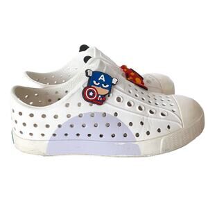 Native Jefferson Water Shoes Girls 10 White Purple Polka Dot Slip On Sneakers